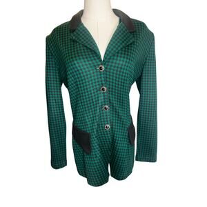 Vintage Avenue of the Stars Green Black Gingham Button Jacket Blazer M